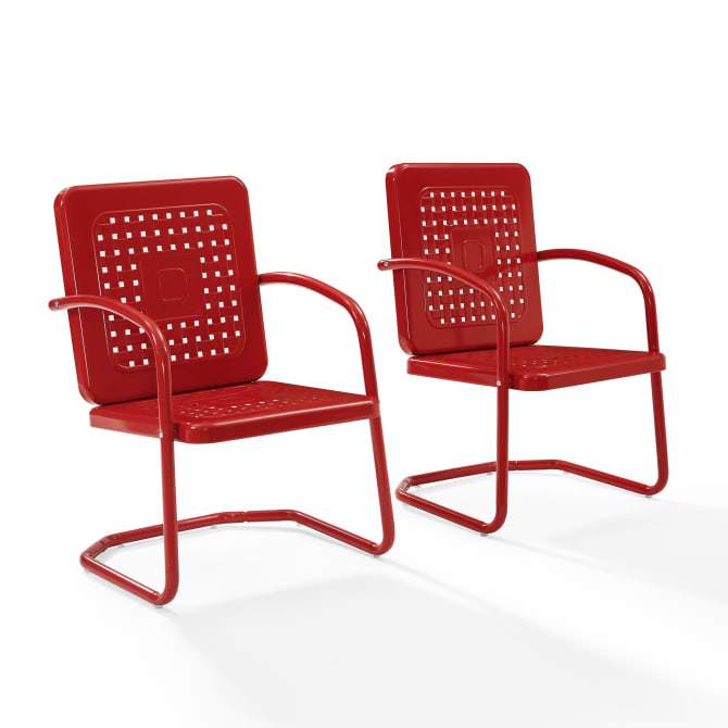 Crosley Furniture Patio Chairs And Chair Sets Bright Red Gloss Crosely Furniture - Bates 2Pc Outdoor Metal Chair Set Navy - 2 Armchairs - CO1025-XX