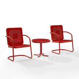 Crosley Furniture Patio Chairs And Chair Sets Bright Red Gloss Crosely Furniture - Bates 3Pc Outdoor Metal Chair Set Include Color - Side Table & 2 Armchairs - KO10019XX