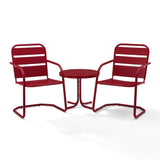 Crosley Furniture Patio Chairs And Chair Sets Bright Red Gloss Crosely Furniture - Brighton 3Pc Outdoor Metal Armchair Set Include Color - Side Table & 2 Chairs - KO10013XX