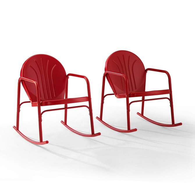 Crosley Furniture Patio Chairs And Chair Sets Bright Red Gloss Crosely Furniture - Griffith 2Pc Outdoor Metal Rocking Chair Set - Include Color - 2 Rocking Chairs - CO1013-XX