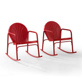 Crosley Furniture Patio Chairs And Chair Sets Bright Red Gloss Crosely Furniture - Griffith 2Pc Outdoor Metal Rocking Chair Set - Include Color - 2 Rocking Chairs - CO1013-XX