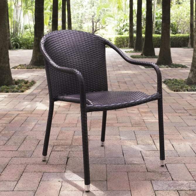 Crosley Furniture Patio Chairs And Chair Sets Brown Crosely Furniture - Palm Harbor 4Pc Outdoor Wicker Stackable Chair Set Brown/White - 4 Stackable Chairs - CO7109-XX