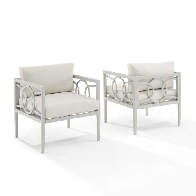 Crosley Furniture Patio Chairs And Chair Sets Crosely Furniture - Ashford 2Pc Outdoor Metal Armchair Set Creme/Gray - 2 Armchairs - CO7351GY-CR - Creme