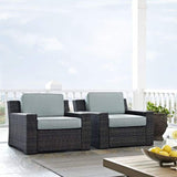 Crosley Furniture Patio Chairs And Chair Sets Crosely Furniture - Beaufort 2Pc Outdoor Wicker Chair Set Mist/Brown - 2 Chairs - KO70100BR - Mist