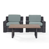 Crosley Furniture Patio Chairs And Chair Sets Crosely Furniture - Beaufort 3Pc Outdoor Wicker Chair Set Mist/Brown - Coffee Table & 2 Chairs - KO70099BR - Mist