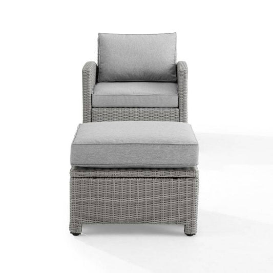 Crosley Furniture Patio Chairs And Chair Sets Crosely Furniture - Bradenton 2Pc Outdoor Wicker Armchair Set Include Color - Armchair & Ottoman - KO70181GY-XX