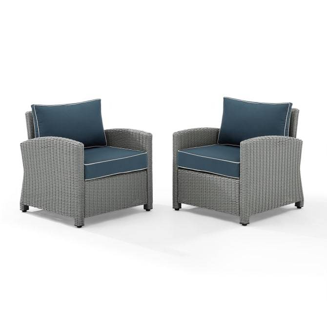 Crosley Furniture Patio Chairs And Chair Sets Crosely Furniture - Bradenton 2Pc Outdoor Wicker Armchair Set Include Color/Gray - 2 Armchairs - KO70026GY-XX