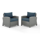 Crosley Furniture Patio Chairs And Chair Sets Crosely Furniture - Bradenton 2Pc Outdoor Wicker Armchair Set Include Color/Gray - 2 Armchairs - KO70026GY-XX