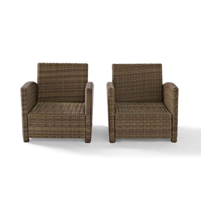 Crosley Furniture Patio Chairs And Chair Sets Crosely Furniture - Bradenton 2Pc Outdoor Wicker Armchair Set Include Color/Weathered Brown - 2 Armchairs - KO70026WB-XX