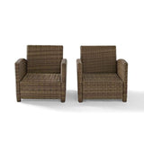 Crosley Furniture Patio Chairs And Chair Sets Crosely Furniture - Bradenton 2Pc Outdoor Wicker Armchair Set Include Color/Weathered Brown - 2 Armchairs - KO70026WB-XX