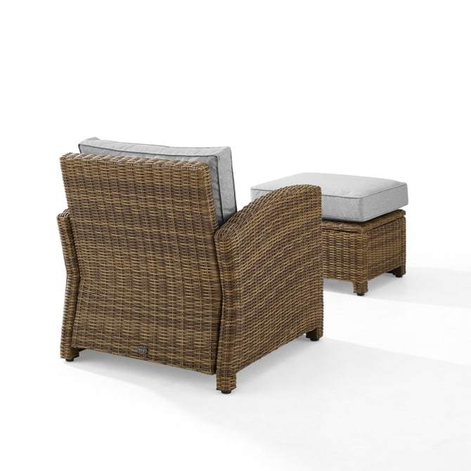 Crosley Furniture Patio Chairs And Chair Sets Crosely Furniture - Bradenton 2Pc Outdoor Wicker Armchair Set Include Color/Weathered Brown - Armchair & Ottoman - KO70181WB-XX