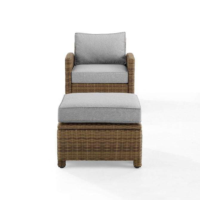 Crosley Furniture Patio Chairs And Chair Sets Crosely Furniture - Bradenton 2Pc Outdoor Wicker Armchair Set Include Color/Weathered Brown - Armchair & Ottoman - KO70181WB-XX