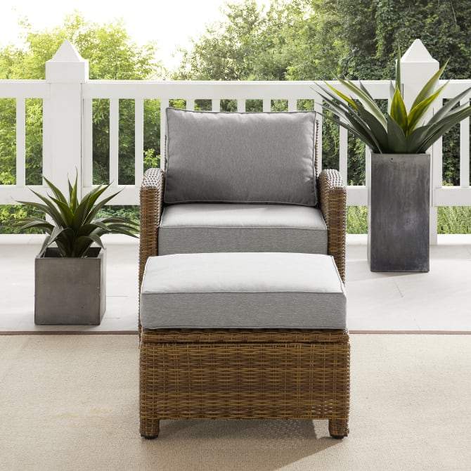 Crosley Furniture Patio Chairs And Chair Sets Crosely Furniture - Bradenton 2Pc Outdoor Wicker Armchair Set Include Color/Weathered Brown - Armchair & Ottoman - KO70181WB-XX