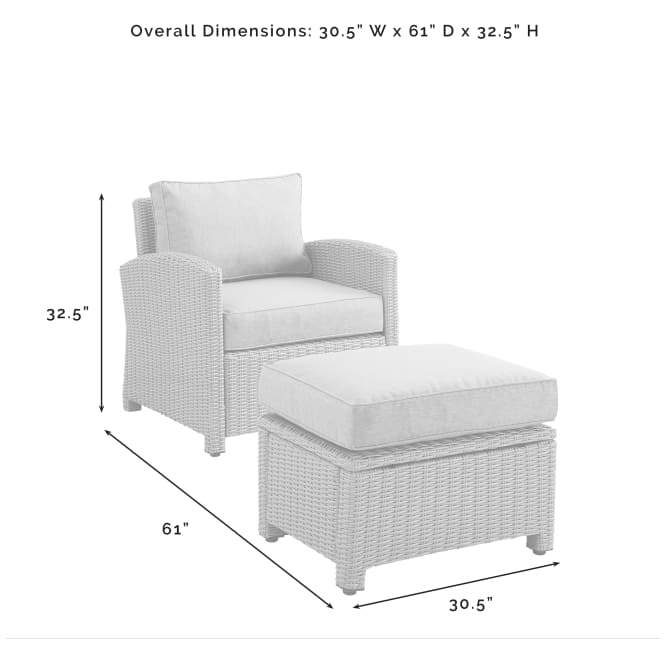 Crosley Furniture Patio Chairs And Chair Sets Crosely Furniture - Bradenton 2Pc Outdoor Wicker Armchair Set Include Color/Weathered Brown - Armchair & Ottoman - KO70181WB-XX