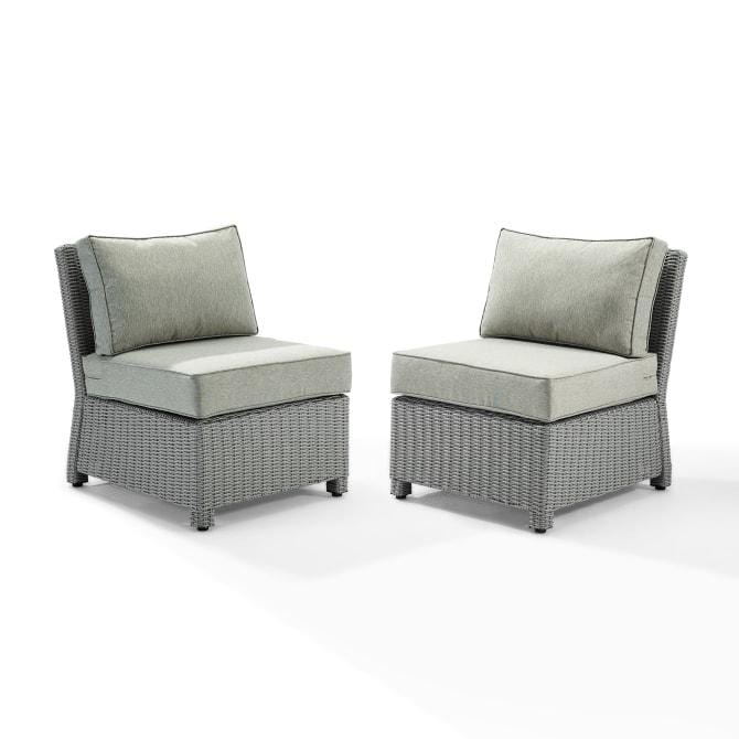 Crosley Furniture Patio Chairs And Chair Sets Crosely Furniture - Bradenton 2Pc Outdoor Wicker Chair Set Bradenton 2Pc  Outdoor Wicker - 2 Armless Chairs - KO70173GY-GY - Gray
