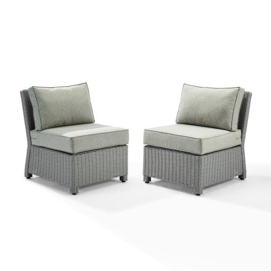 Crosley Furniture Patio Chairs And Chair Sets Crosely Furniture - Bradenton 2Pc Outdoor Wicker Chair Set Bradenton 2Pc  Outdoor Wicker - 2 Armless Chairs - KO70173GY-GY - Gray