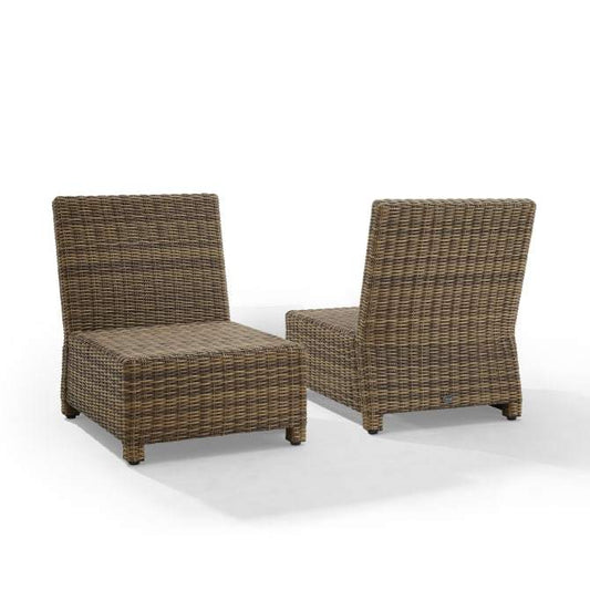 Crosley Furniture Patio Chairs And Chair Sets Crosely Furniture - Bradenton 2Pc Outdoor Wicker Chair Set Include Color/ Weathered Brown - 2 Armless Chairs - KO70173WB-XX