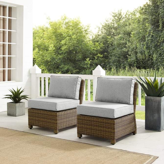 Crosley Furniture Patio Chairs And Chair Sets Crosely Furniture - Bradenton 2Pc Outdoor Wicker Chair Set Include Color/ Weathered Brown - 2 Armless Chairs - KO70173WB-XX