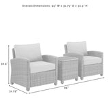 Crosley Furniture Patio Chairs And Chair Sets Crosely Furniture - Bradenton 3Pc Outdoor Wicker Armchair Set Include Color/Gray - Side Table & 2 Armchairs - KO70052GY-XX