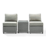 Crosley Furniture Patio Chairs And Chair Sets Crosely Furniture - Bradenton 3Pc Outdoor Wicker Chair Set Bradenton Gray Outdoor Wicker - Side Table & 2 Armless Chairs - KO70174GY-GY - Gray