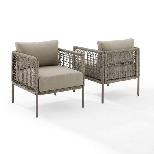 Crosley Furniture Patio Chairs And Chair Sets Crosely Furniture - Cali Bay 2Pc Outdoor Wicker Armchair Set Taupe/Light Brown - 2 Armchairs - CO6233LB-TE - Taupe