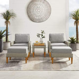 Crosley Furniture Patio Chairs And Chair Sets Crosely Furniture - Capella 5Pc Outdoor Wicker Chair Set Gray/Acorn - Side Table, 2 Armchairs, & 2 Ottomans - KO70196GY-AC - Gray
