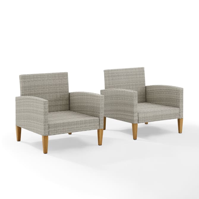Crosley Furniture Patio Chairs And Chair Sets Crosely Furniture - Capella Outdoor Wicker 2Pc Chair Set Gray/Acorn - 2 Chairs - CO7168-GY - Gray