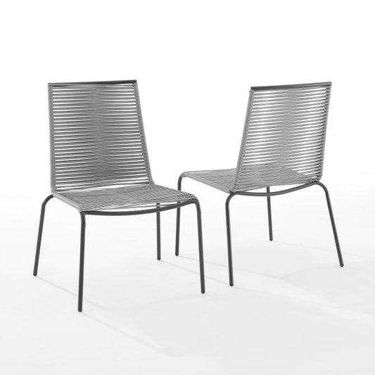 Crosley Furniture Patio Chairs And Chair Sets Crosely Furniture - Fenton 2Pc Outdoor Wicker Stackable Chair Set Gray/Matte Black - 2 Chairs - MO74965MB-GY - Gray