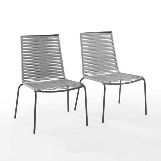 Crosley Furniture Patio Chairs And Chair Sets Crosely Furniture - Fenton 2Pc Outdoor Wicker Stackable Chair Set Gray/Matte Black - 2 Chairs - MO74965MB-GY - Gray