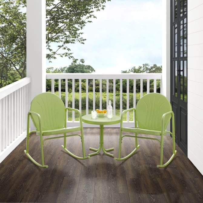 Crosley Furniture Patio Chairs And Chair Sets Crosely Furniture - Griffith 3Pc Outdoor Metal Rocking Chair Set - Include Color - Side Table & 2 Rocking Chairs - KO10020XX