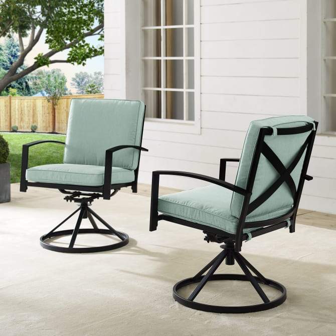 Crosley Furniture Patio Chairs And Chair Sets Crosely Furniture - Kaplan 2Pc Outdoor Metal Dining Swivel Chair Set Include Color/Oil Rubbed Bronze - 2 Swivel Chairs - KO60026BZ-XX