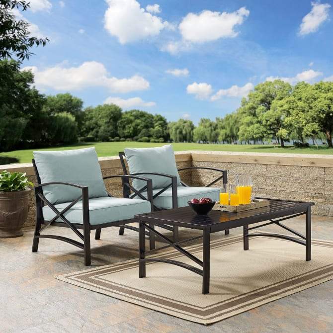 Crosley Furniture Patio Chairs And Chair Sets Crosely Furniture - Kaplan 3Pc Outdoor Metal Armchair Set Include Color/Oil Rubbed Bronze - Coffee Table & 2 Chairs - KO60012BZ-XX