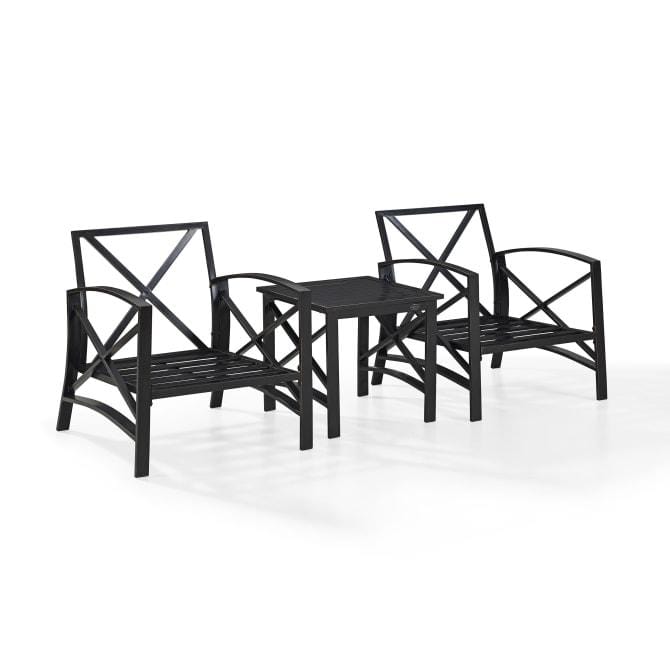 Crosley Furniture Patio Chairs And Chair Sets Crosely Furniture - Kaplan 3Pc Outdoor Metal Armchair Set Include Color/Oil Rubbed Bronze - Side Table & 2 Chairs - KO60016BZ-XX