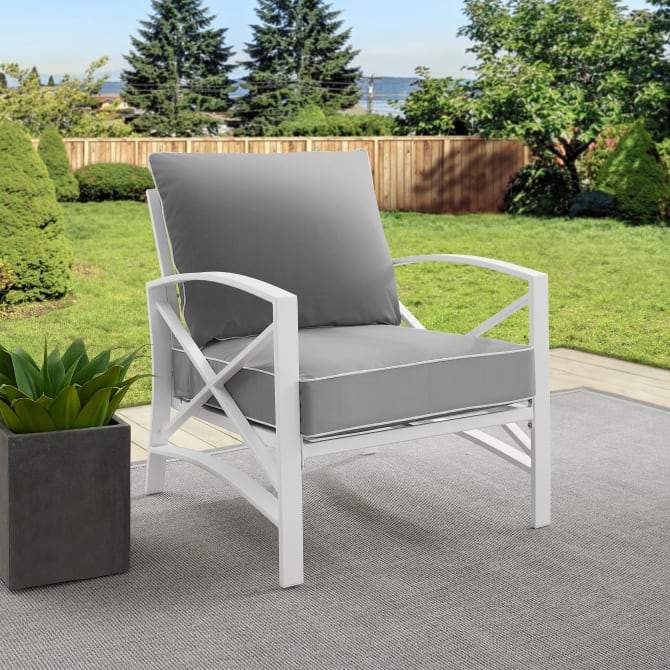 Crosley Furniture Patio Chairs And Chair Sets Crosely Furniture - Kaplan Outdoor Metal Armchair Include Color/White - KO60007WH-XX