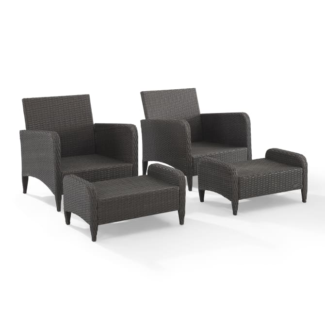 Crosley Furniture Patio Chairs And Chair Sets Crosely Furniture - Kiawah 4Pc Outdoor Wicker Chair Set Include Color/Brown - 2 Armchairs & 2 Ottomans - KO70033BR-XX