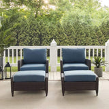 Crosley Furniture Patio Chairs And Chair Sets Crosely Furniture - Kiawah 4Pc Outdoor Wicker Chair Set Include Color/Brown - 2 Armchairs & 2 Ottomans - KO70033BR-XX