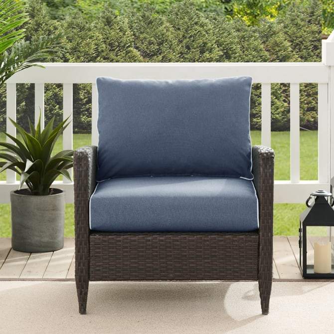 Crosley Furniture Patio Chairs And Chair Sets Crosely Furniture - Kiawah Outdoor Wicker Armchair Include Color/Brown - KO70066BR-BL - Blue