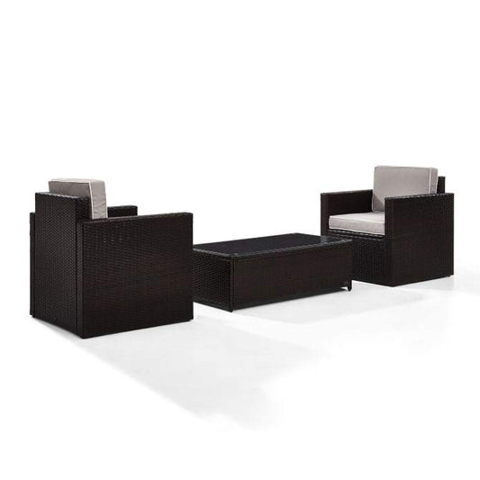 Crosley Furniture Patio Chairs And Chair Sets Crosely Furniture - Palm Harbor 3Pc Outdoor Wicker Chair Set Include Color/Brown - Coffee Table & 2 Chairs - KO70004BR-XX