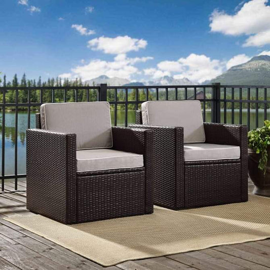 Crosley Furniture Patio Chairs And Chair Sets Crosely Furniture - Palm Harbor 3Pc Outdoor Wicker Chair Set Include Color/Brown - Side Table & 2 Chairs - KO70055BR-XX