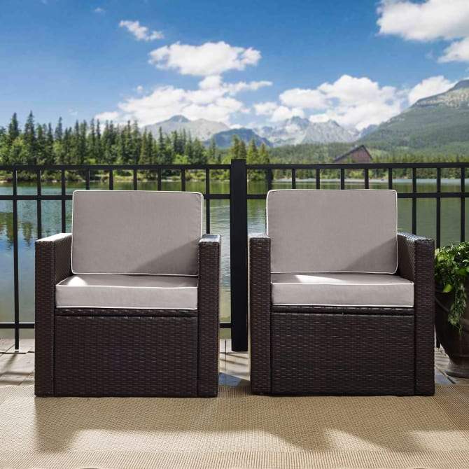 Crosley Furniture Patio Chairs And Chair Sets Crosely Furniture - Palm Harbor 3Pc Outdoor Wicker Chair Set Include Color/Brown - Side Table & 2 Chairs - KO70055BR-XX