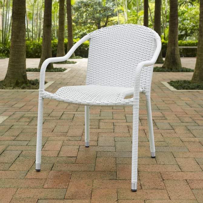 Palm Harbor White Wicker End Tables Outdoor Crosley Furniture Palm