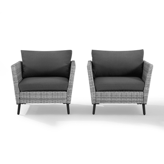 Crosley Furniture Patio Chairs And Chair Sets Crosely Furniture - Richland 2Pc Outdoor Wicker Armchair Set Charcoal/Gray - 2 Armchairs - CO7318GY-CL - Charcoal