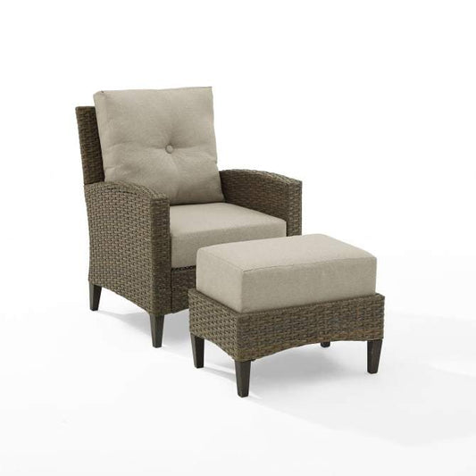 Crosley Furniture Patio Chairs And Chair Sets Crosely Furniture - Rockport 2Pc Outdoor Wicker High Back Chair Set Oatmeal/Light Brown - Armchair & Ottoman - KO70217LB-OL - Oatmeal