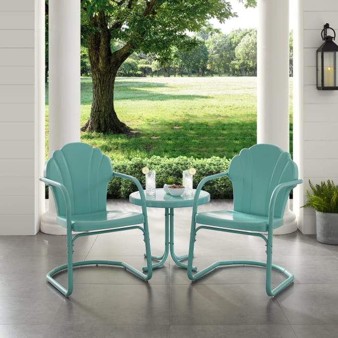 Crosley Furniture Patio Chairs And Chair Sets Crosely Furniture - Tulip 3Pc Outdoor Metal Armchair Include Color - Side Table & 2 Chairs - KO10011XX