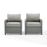 Crosley Furniture Patio Chairs And Chair Sets Gray Crosely Furniture - Bradenton 2Pc Outdoor Wicker Armchair Set Include Color/Gray - 2 Armchairs - KO70026GY-XX