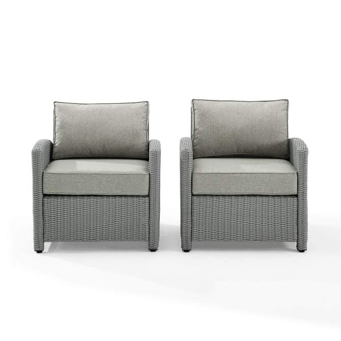 Crosley Furniture Patio Chairs And Chair Sets Gray Crosely Furniture - Bradenton 2Pc Outdoor Wicker Armchair Set Include Color/Weathered Brown - 2 Armchairs - KO70026WB-XX