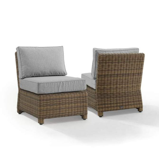 Crosley Furniture Patio Chairs And Chair Sets Gray Crosely Furniture - Bradenton 2Pc Outdoor Wicker Chair Set Include Color/ Weathered Brown - 2 Armless Chairs - KO70173WB-XX