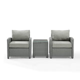 Crosley Furniture Patio Chairs And Chair Sets Gray Crosely Furniture - Bradenton 3Pc Outdoor Wicker Armchair Set Include Color/Gray - Side Table & 2 Armchairs - KO70052GY-XX