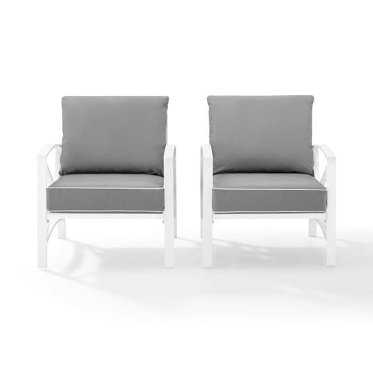 Crosley Furniture Patio Chairs And Chair Sets Gray Crosely Furniture - Kaplan 2Pc Outdoor Metal Armchair Set Include Color/White - 2 Chairs - KO60013WH-XX