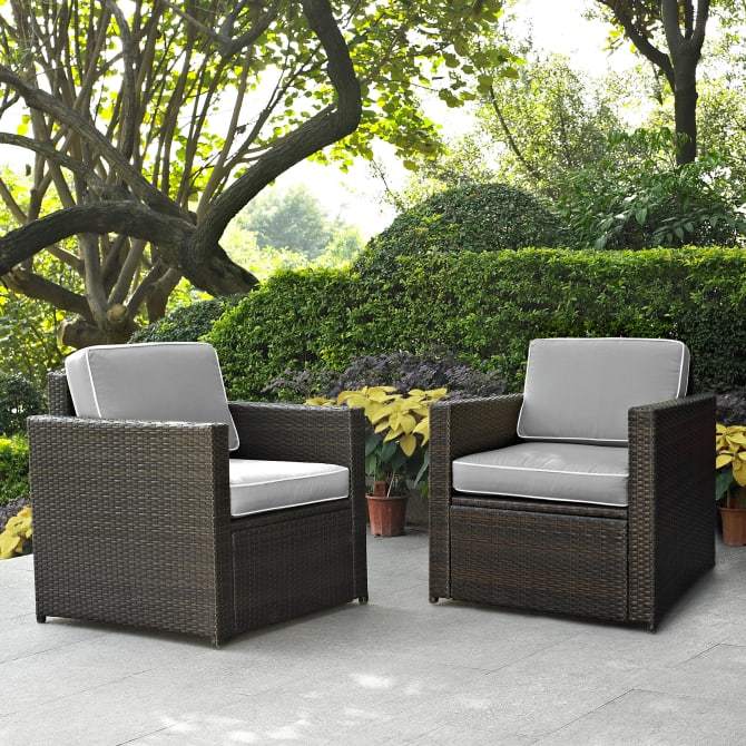 Crosley Furniture Patio Chairs And Chair Sets Gray Crosely Furniture - Palm Harbor 2Pc Outdoor Wicker Chair Set Include Color/Brown - 2 Chairs - KO70005BR-XX